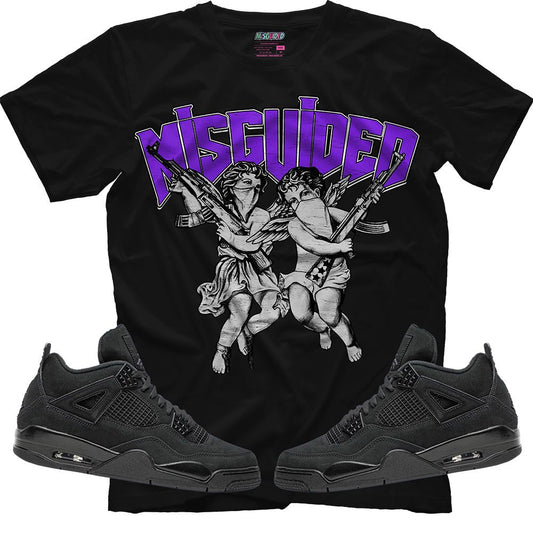 Misguided Angels (Air Jordan 4 Black Cat) T-Shirt - Lucid Soles