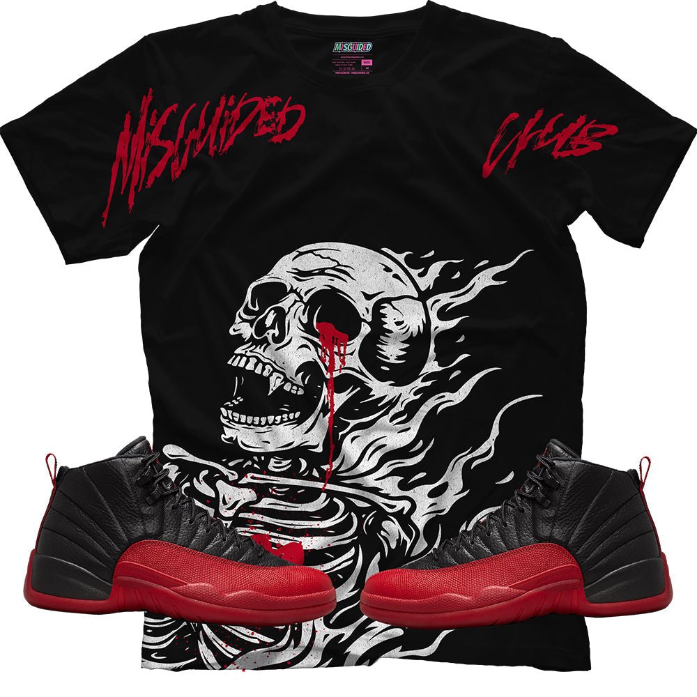Misguided Club Skull (Air Jordan 12 Flu Game) T-Shirt - Lucid Soles