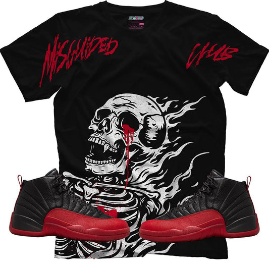 Misguided Club Skull (Air Jordan 12 Flu Game) T-Shirt - Lucid Soles