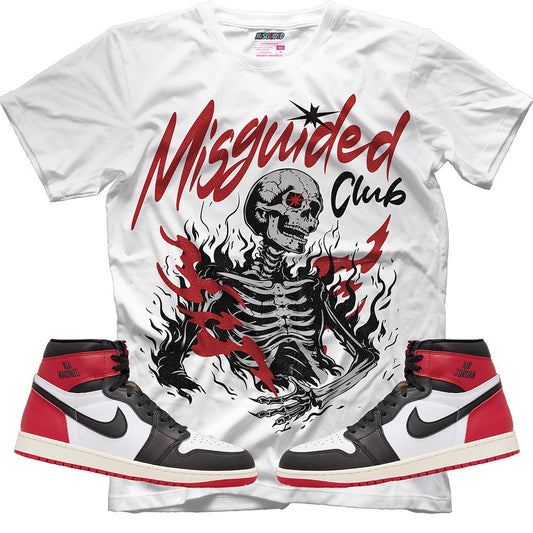 Misguided Club (Air Jordan 1 High OG Black Toe Reimagined) T-Shirt - Lucid Soles