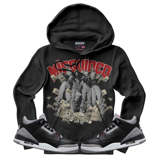 Misguided Girls (Air Jordan 3 Black Cement) Hoodie - Lucid Soles