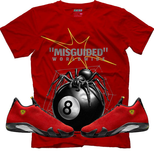 Misguided Spider (Air Jordan 14 Ferrari) T-Shirt - Lucid Soles