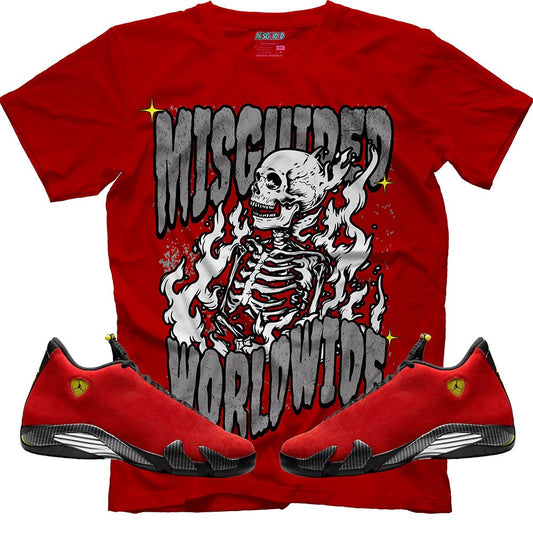 Misguided Worldwide (Air Jordan 14 Ferrari) T-Shirt - Lucid Soles