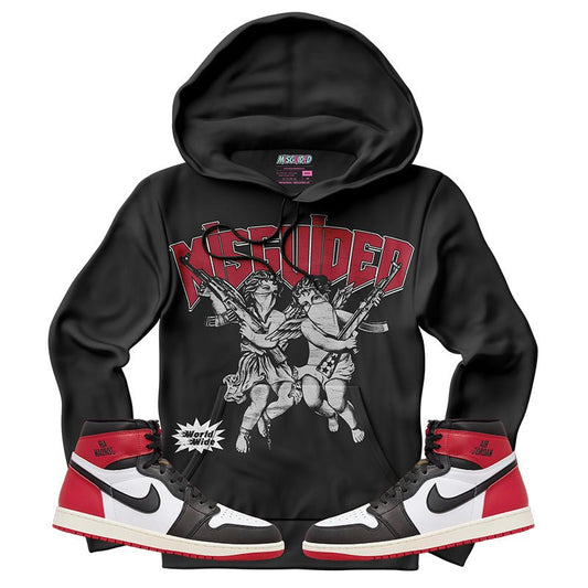 Misguided WorldWide (Air Jordan 1 High OG Black Toe Reimagined) Hoodie - Lucid Soles