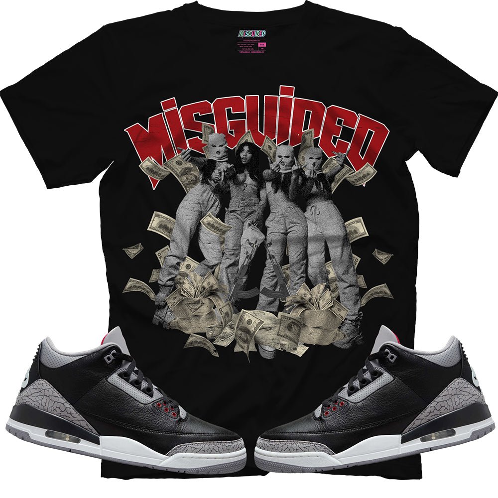 Misguided Girls (Air Jordan 3 Black Cement) T-Shirt - Lucid Soles