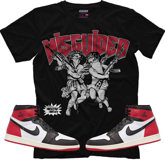Misguided Worldwide (Air Jordan 1 High OG Black Toe Reimagined) T-Shirt - Lucid Soles