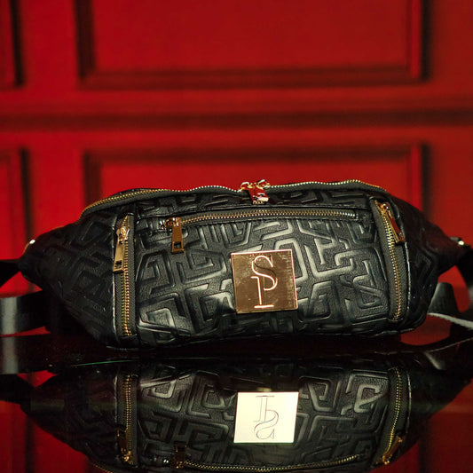 Black Monogram Leather Crossbody Bag - Lucid Soles