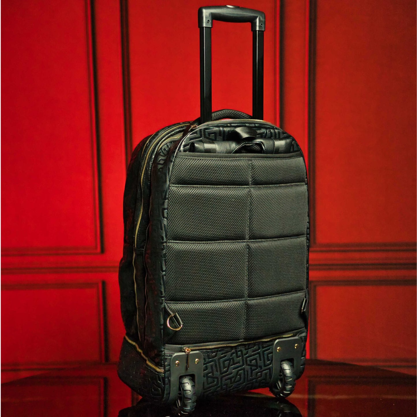 Black Monogram Leather Carry - On Roller Bag - Lucid Soles