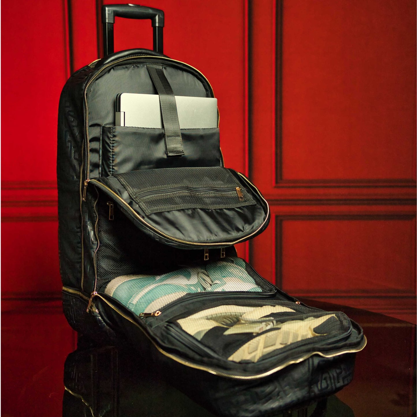 Black Monogram Leather Carry - On Roller Bag - Lucid Soles