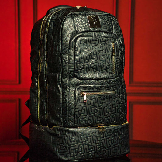 Black Monogram Leather Carry - On Backpack (Patented Signature Design) - Lucid Soles