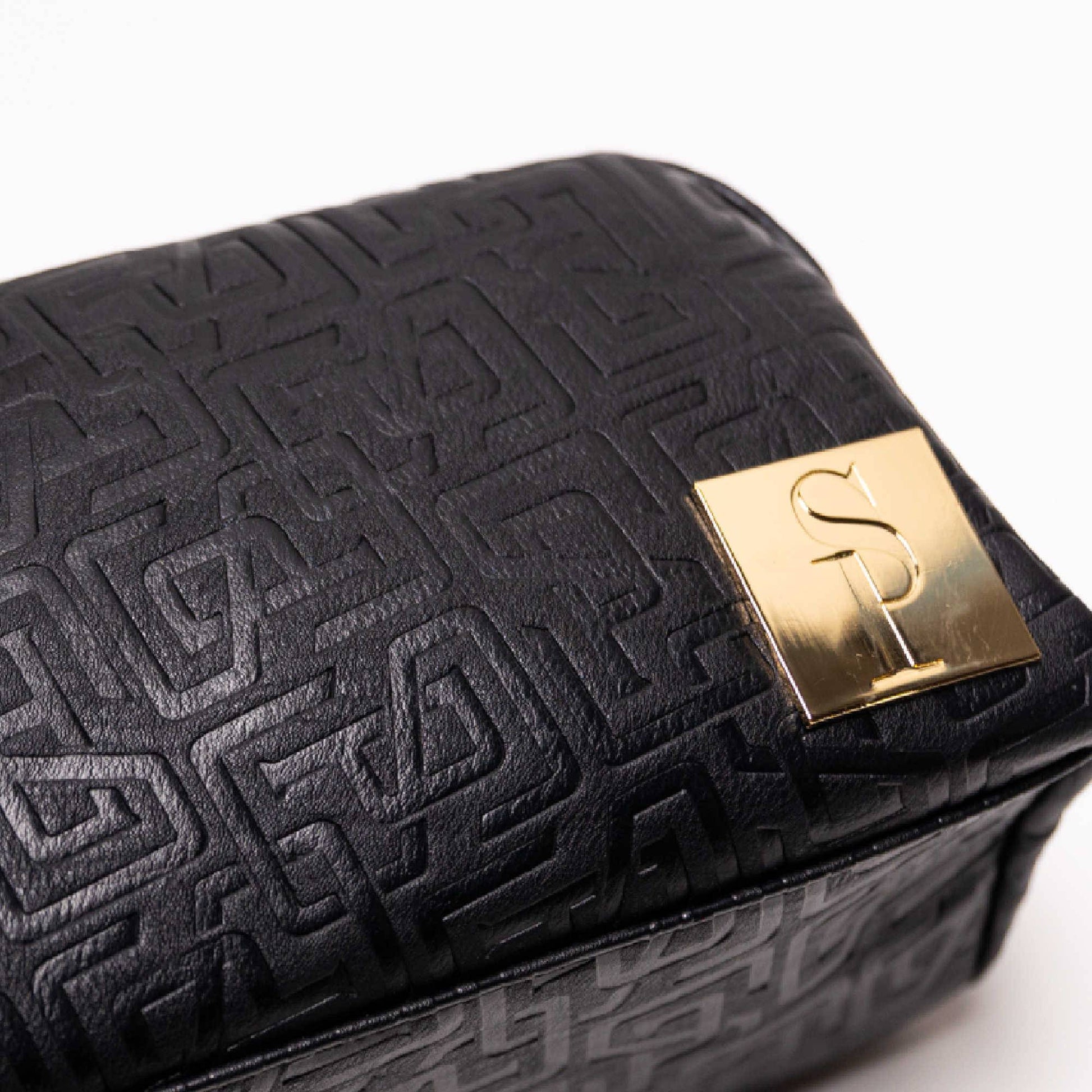 Black Monogram Leather Toiletry Bag - Lucid Soles