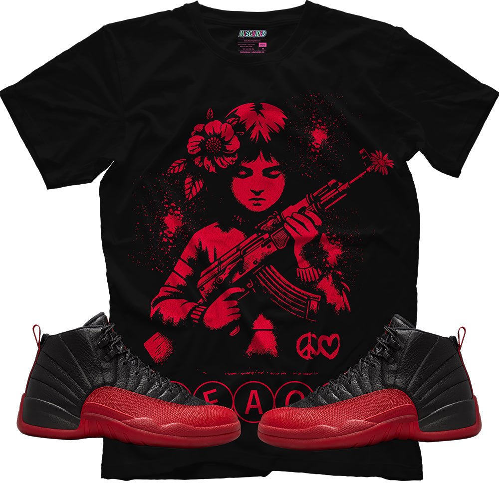 Peace (Air Jordan 12 Flu Game) T-Shirt - Lucid Soles