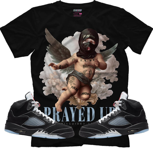Prayed Up (Air Jordan 5 Black Metallic Reimagined) T-Shirt - Lucid Soles