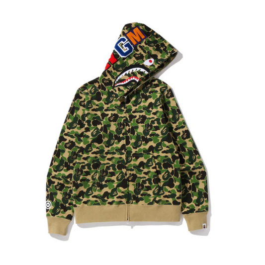 BAPE ABC CAMO SHARK FULL ZIP HOODIE (GREEN)