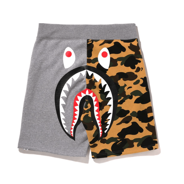 BAPE 1ST CAMO BACK SHARK SWEAT SHORTS (Grey) - Lucid Soles