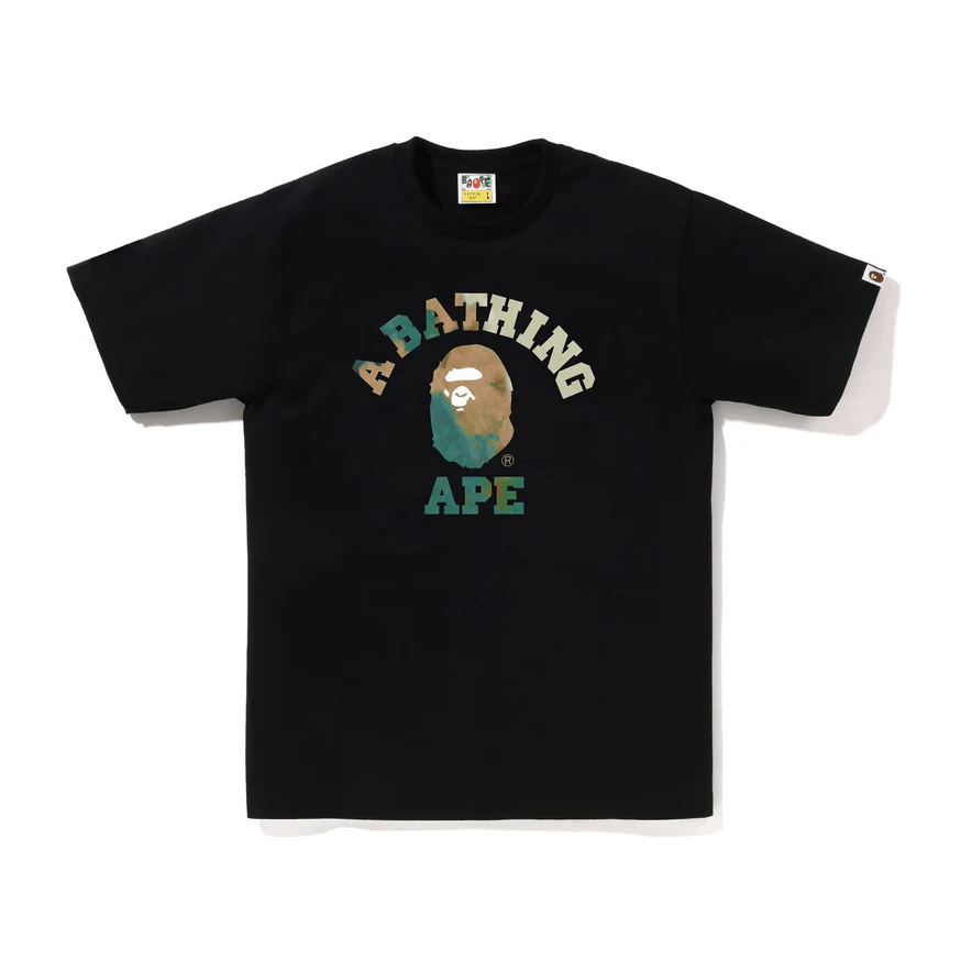 BAPE TIE DYE BY BATHING APE COLLEGE TEE (Black/Green) - Lucid Soles