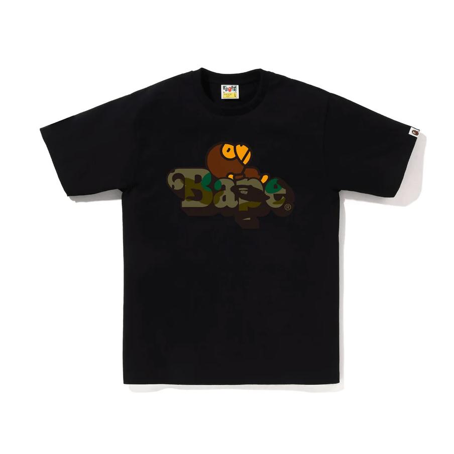 BAPE FIRST CAMO MILO ON BAPE TEE (Black/Green) - Lucid Soles