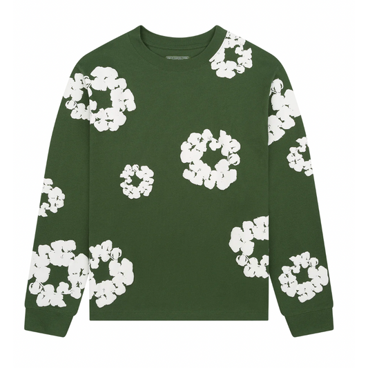 Denim Tears Long Sleeve Cotton Wreath Tee Green