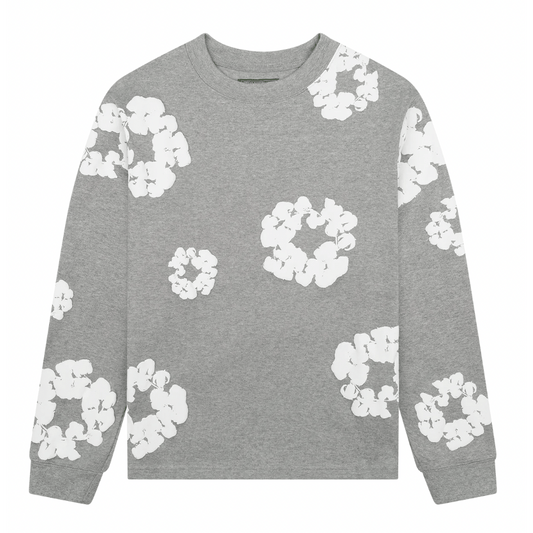 Denim Tears Long Sleeve Cotton Wreath Tee Grey - Lucid Soles
