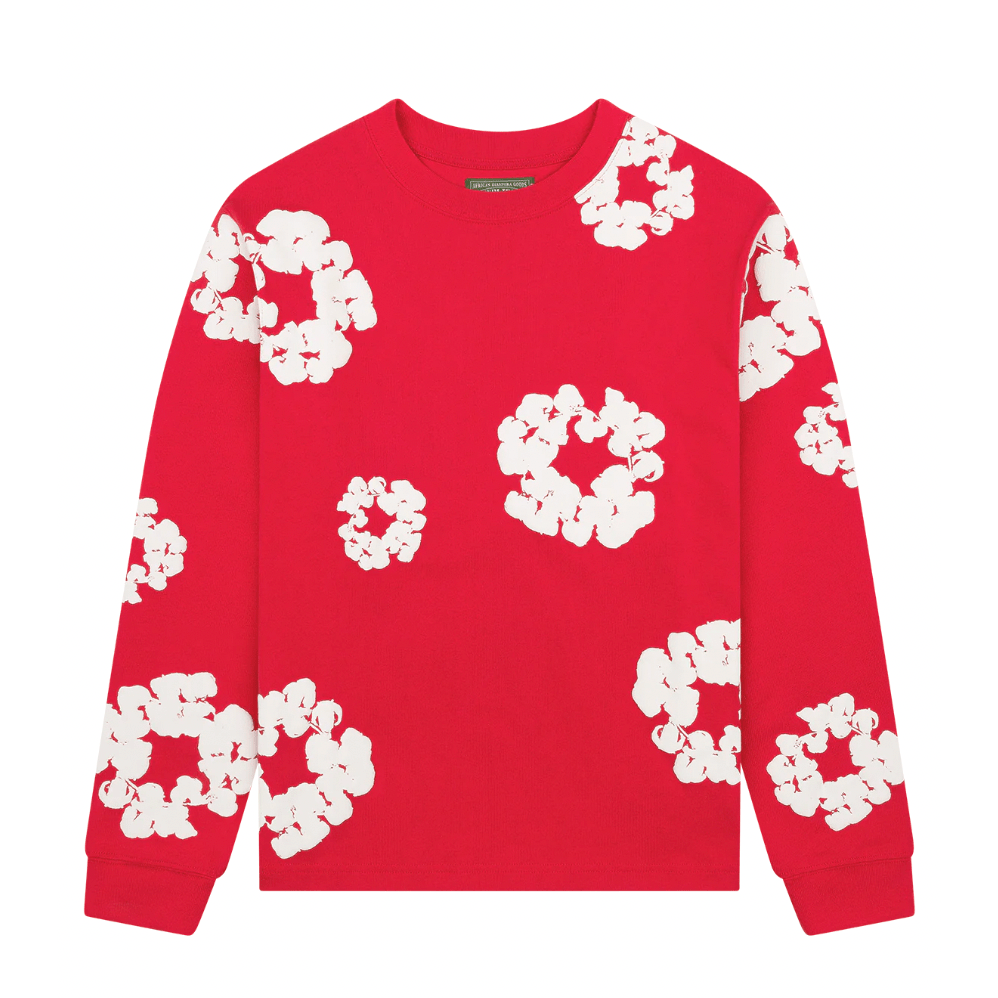 Denim Tears Long Sleeve Cotton Wreath Tee Red - Lucid Soles