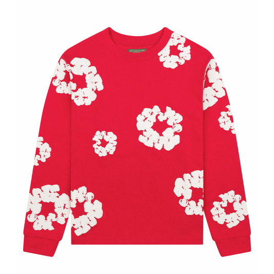 Denim Tears Long Sleeve Cotton Wreath Tee Red - Lucid Soles