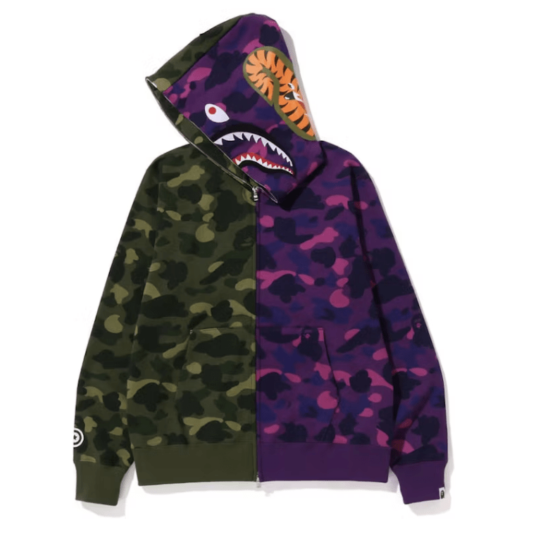 BAPE Color Camo Shark Full Zip Hoodie (FW22) (Green/Purple) - Lucid Soles