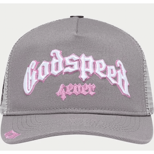 Godspeed Forever Trucker Hat (Grey/Pink) - Lucid Soles
