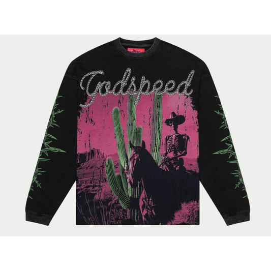 Godspeed Westworld long sleeve T-shirt (Black Wash) - Lucid Soles