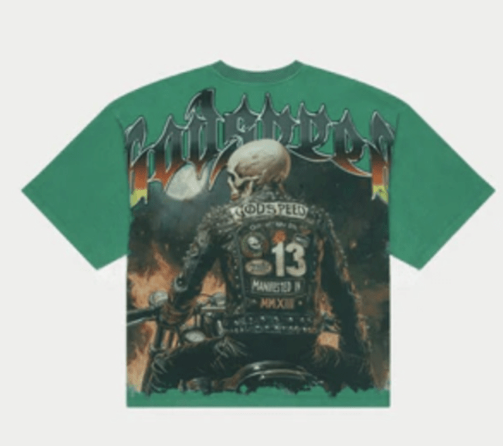 Godspeed Biker Nation Tee (Green) - Lucid Soles