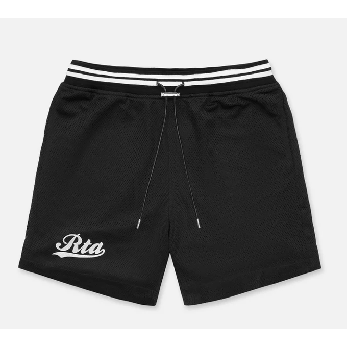 RTA Peyton Collegiate Shorts Mesh (Black W/ Silver Foil) - Lucid Soles