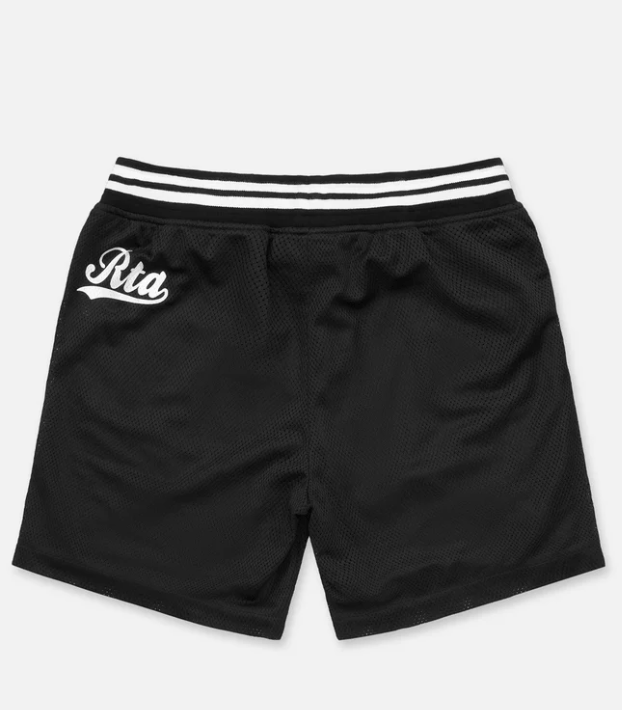 RTA Peyton Collegiate Shorts Mesh (Black W/ Silver Foil) - Lucid Soles