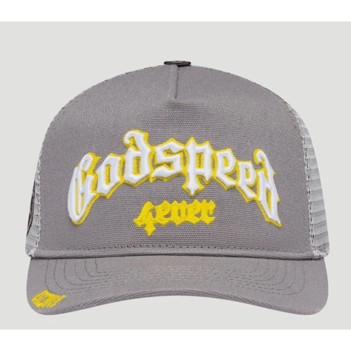Godspeed Forever Trucker Hat (Grey/Yellow) - Lucid Soles