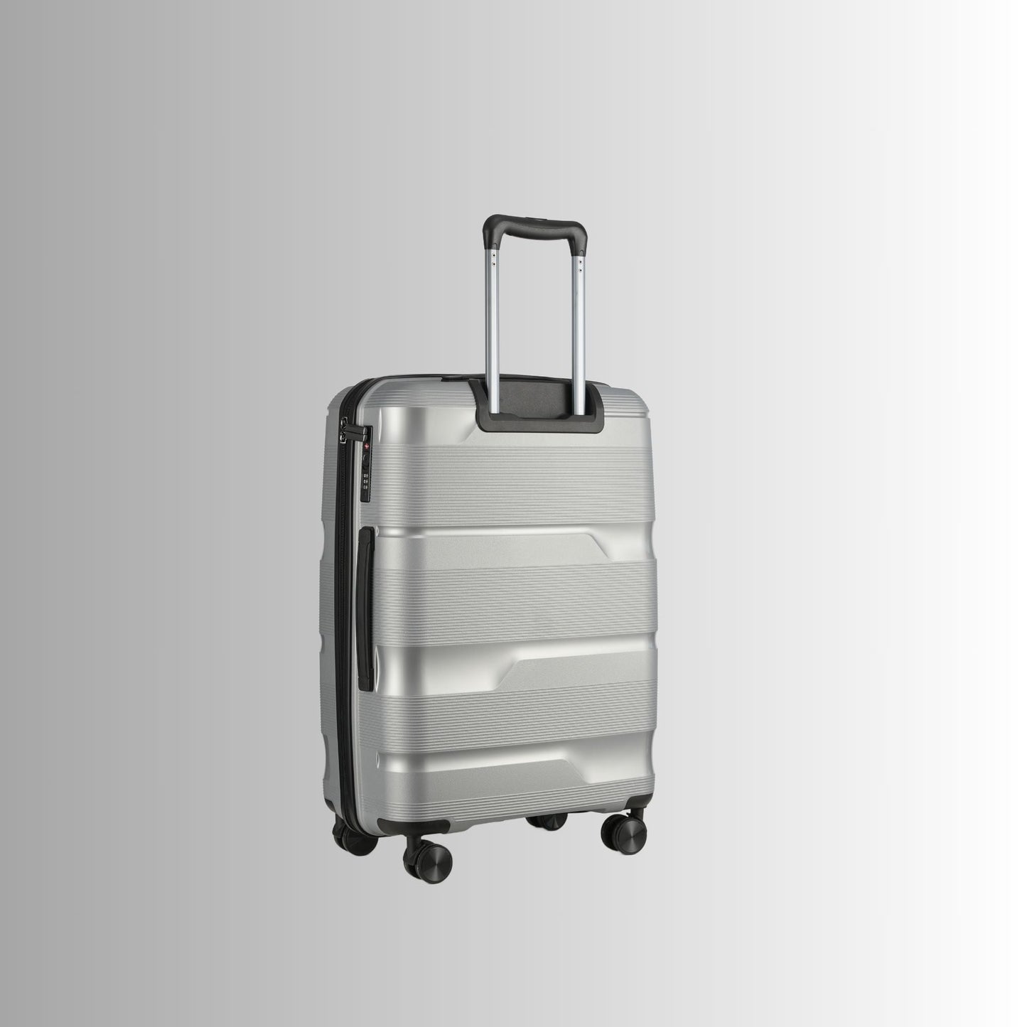 24 - inch Silver Hardcase Roller Luggage with 360° Wheels & TSA Lock - Lucid Soles