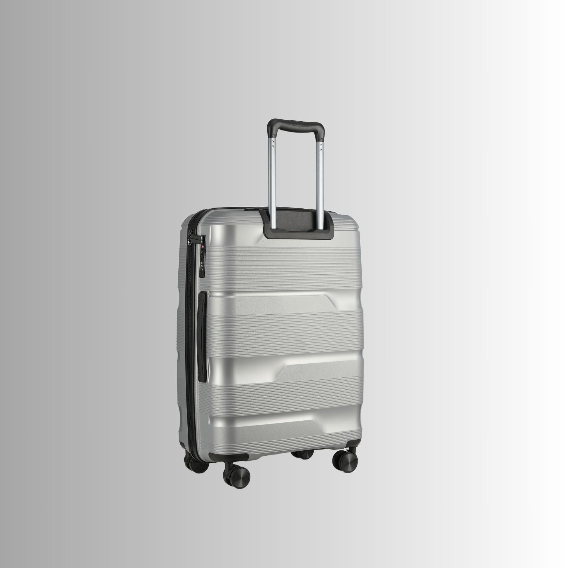 24 - inch Silver Hardcase Roller Luggage with 360° Wheels & TSA Lock - Lucid Soles
