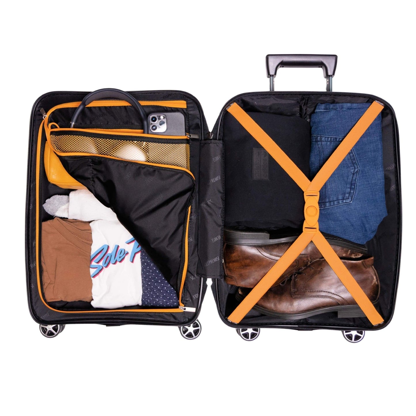 20 - inch Black Carry - On Hardcase Roller Luggage with 360° Wheels - Lucid Soles