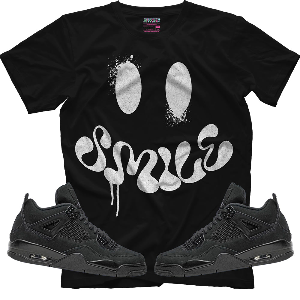 Smile (Air Jordan 4 Black Cat) T-Shirt - Lucid Soles