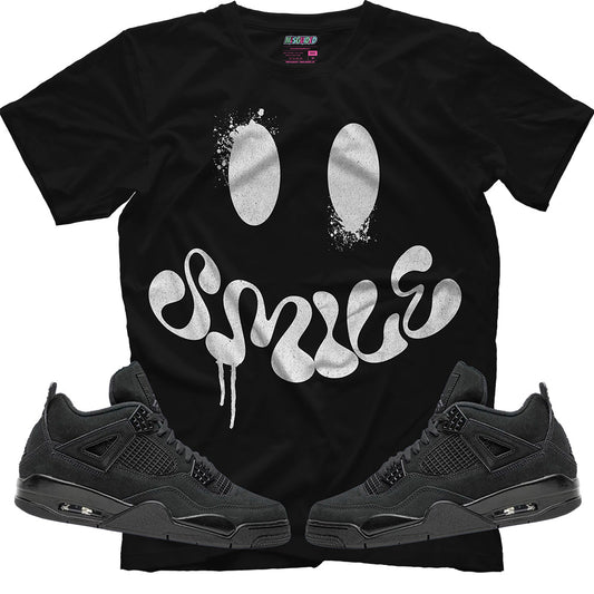 Smile (Air Jordan 4 Black Cat) T-Shirt - Lucid Soles