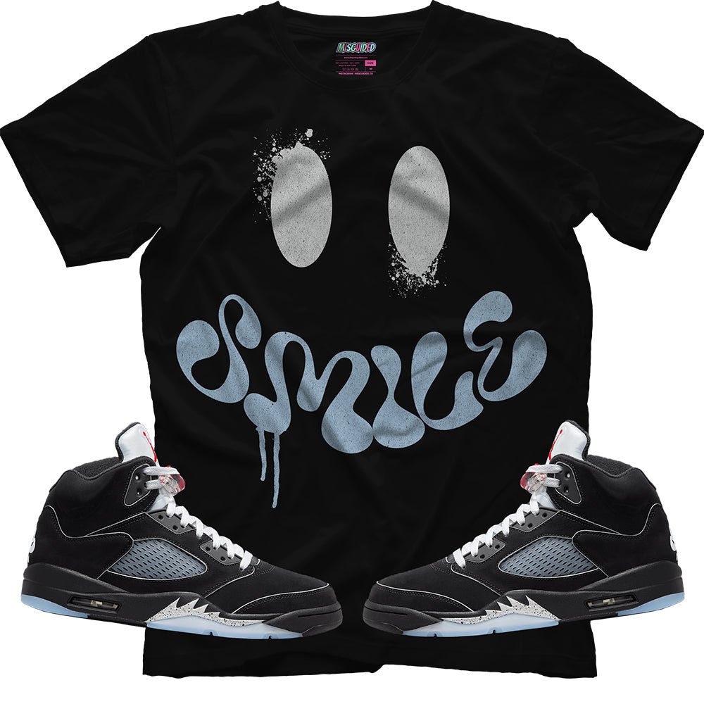 Smile (Air Jordan 5 Black Metallic Reimagined) T-Shirt - Lucid Soles