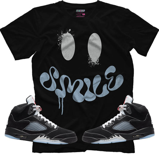 Smile (Air Jordan 5 Black Metallic Reimagined) T-Shirt - Lucid Soles