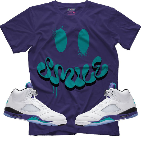 Smile (Air Jordan 5 Grape) T-Shirt - Lucid Soles