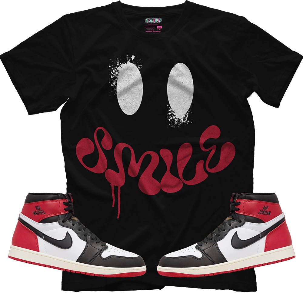 Smile (Air Jordan 1 High OG Black Toe Reimagined) T-Shirt - Lucid Soles