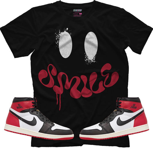 Smile (Air Jordan 1 High OG Black Toe Reimagined) T-Shirt - Lucid Soles