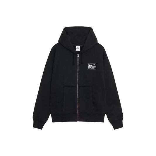 Stussy x Nike Stone Washed Fleece Zip Hoodie (FW25) Black - Lucid Soles