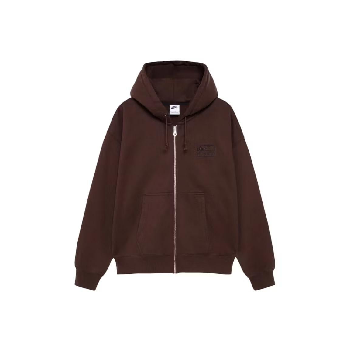 Stussy x Nike Stone Washed Fleece Zip Hoodie (FW25) Dark Cinder - Lucid Soles