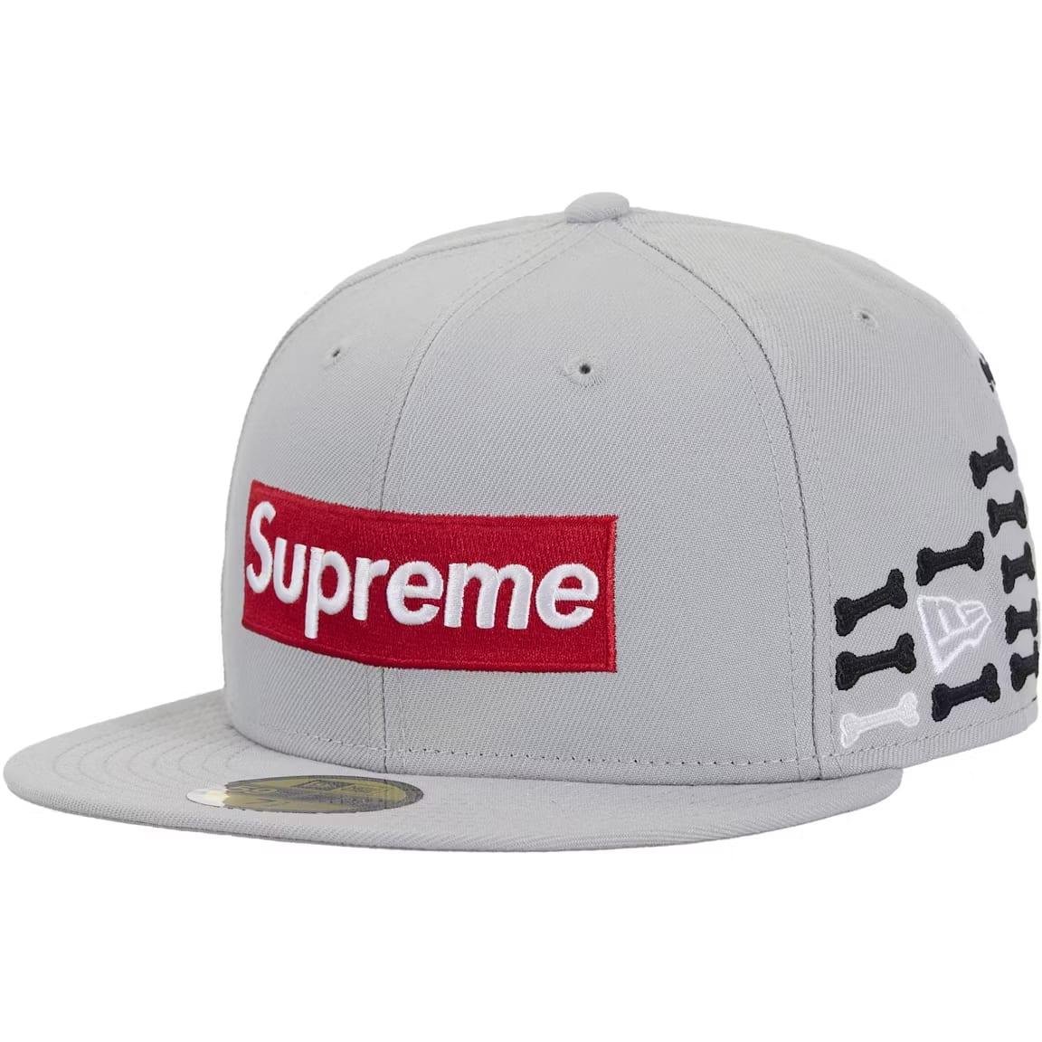 Supreme Bones Box Logo New Era 59Fifty Fitted Hat Grey - Lucid Soles
