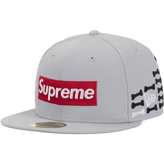 Supreme Bones Box Logo New Era 59Fifty Fitted Hat Grey - Lucid Soles