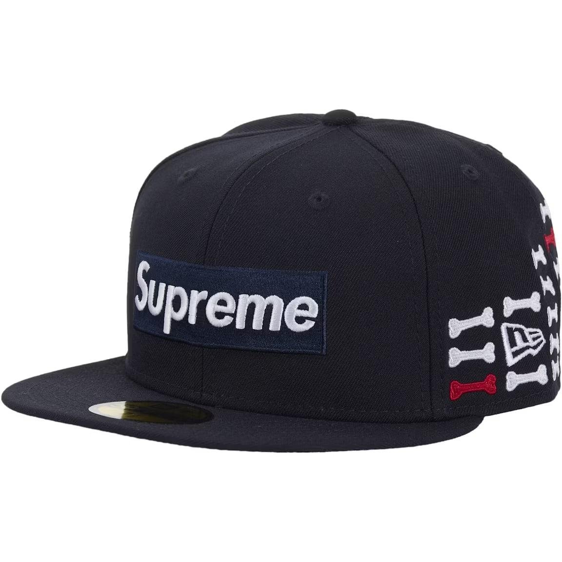 Supreme Bones Box Logo New Era 59Fifty Fitted Hat Navy - Lucid Soles