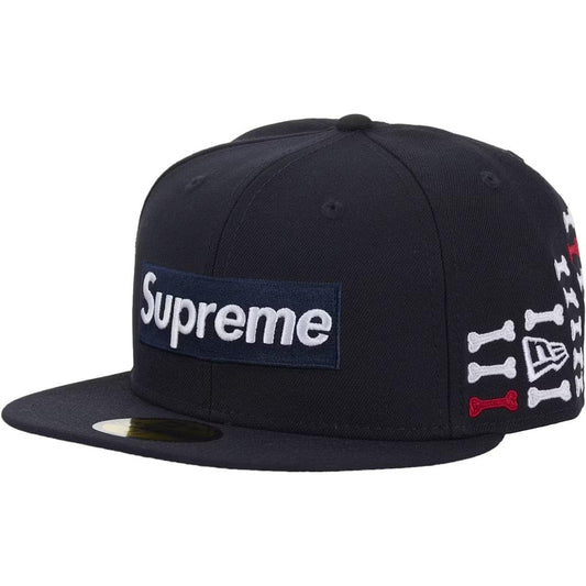 Supreme Bones Box Logo New Era 59Fifty Fitted Hat Navy - Lucid Soles