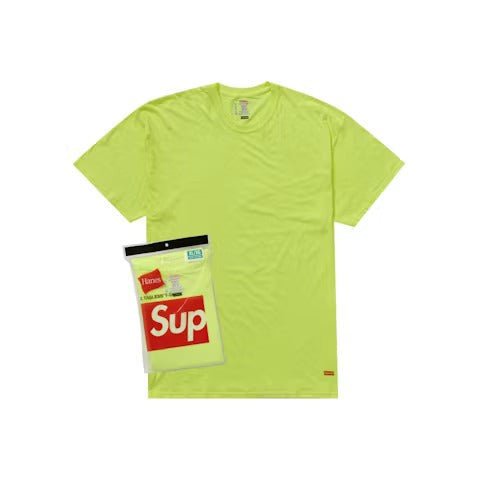 Supreme Hanes Tagless Tees (2 Pack) Flourescent Yellow - Lucid Soles