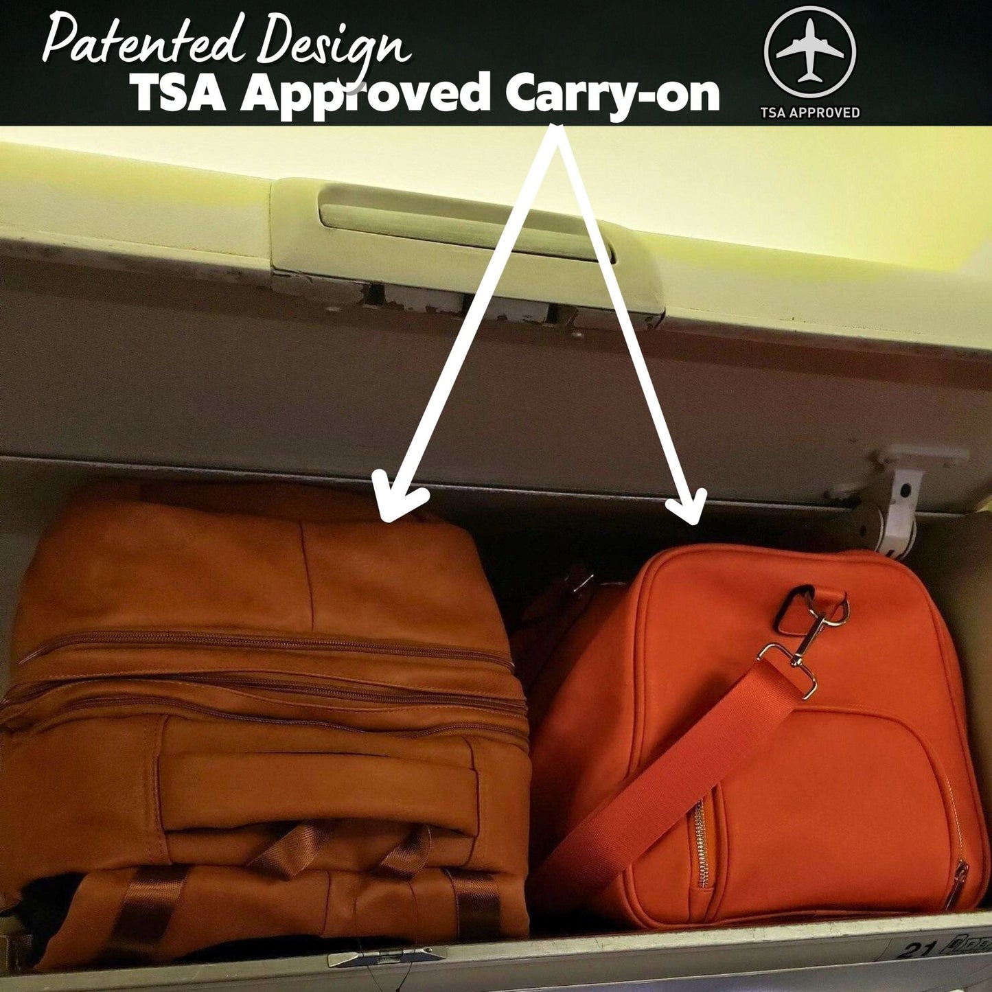 Brown Leather Patented Carry - on Bag (XL Design) - Lucid Soles